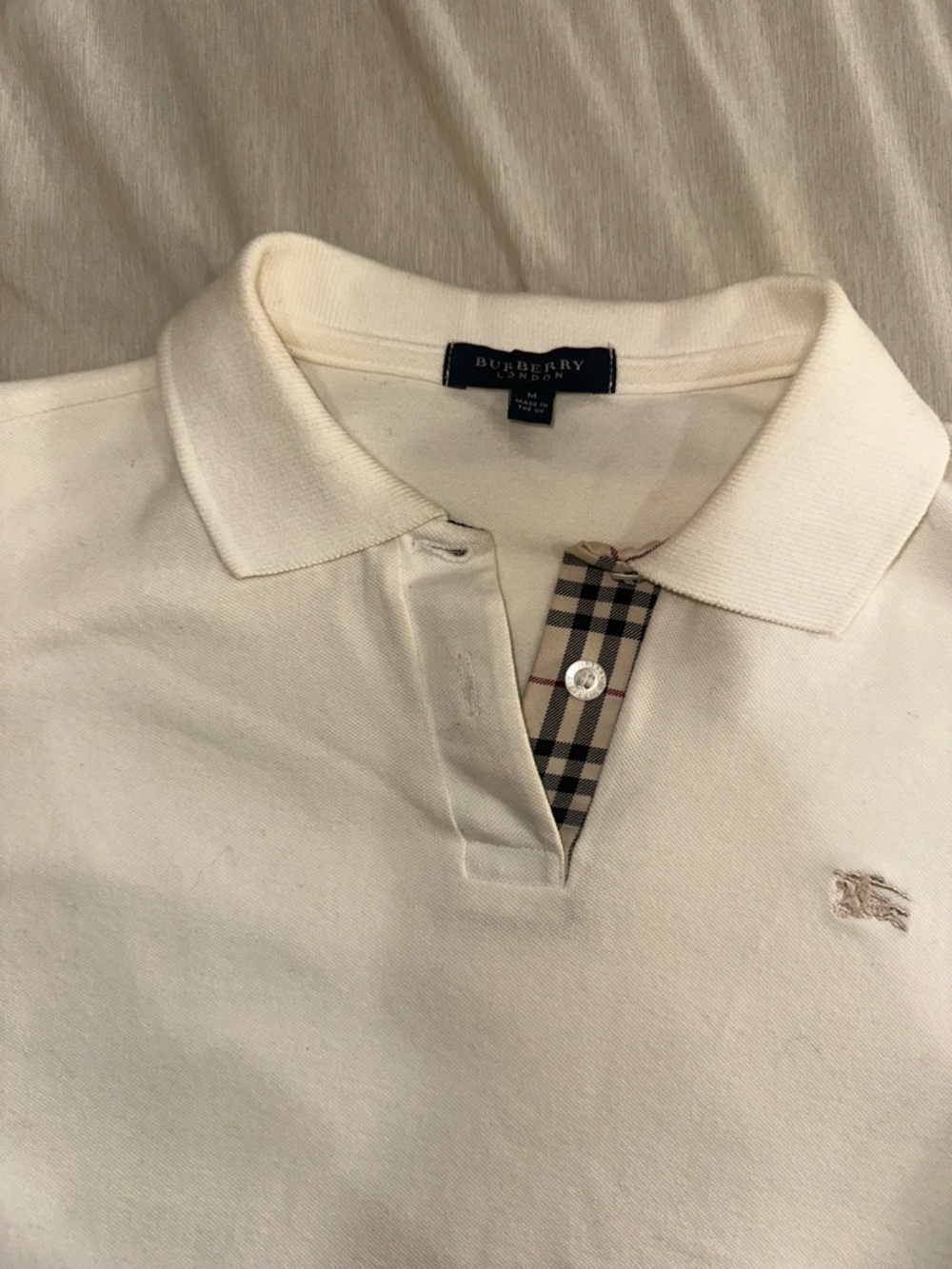 Burberry White Polo Midi Dress with Check Placket - Picture 2 of 4